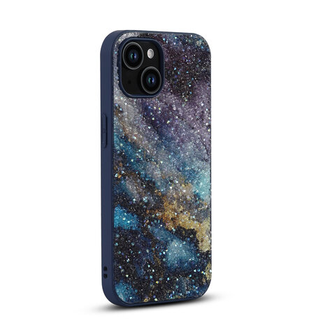 iPhone 12 - Diamant Marmer Glitter - Blauw