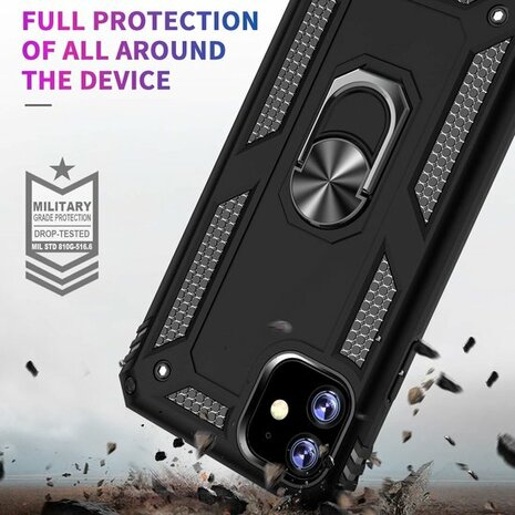 iPhone 11 - Armor met Kickstand Ring - Zwart