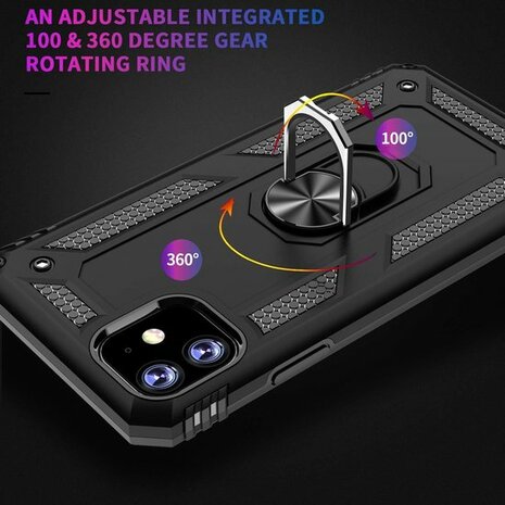 iPhone 11 - Armor met Kickstand Ring - Zwart