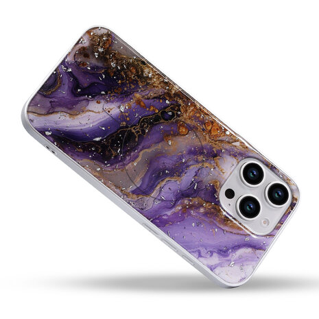 iPhone 16 Pro - Paars - Camera Marmer MagSafe Back Cover