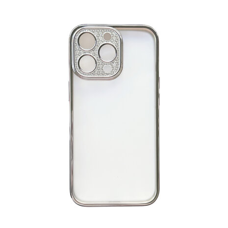 iPhone 12 - Glitter Cam Back Cover - Zilver