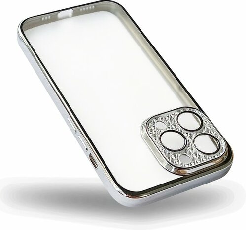 iPhone 12 - Glitter Cam Back Cover - Zilver