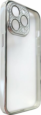 iPhone 12 - Glitter Cam Back Cover - Zilver