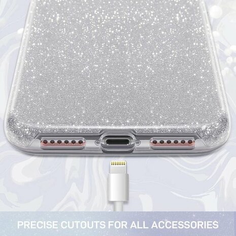 iPhone 12 Mini - Glitter Back Cover - Zilver