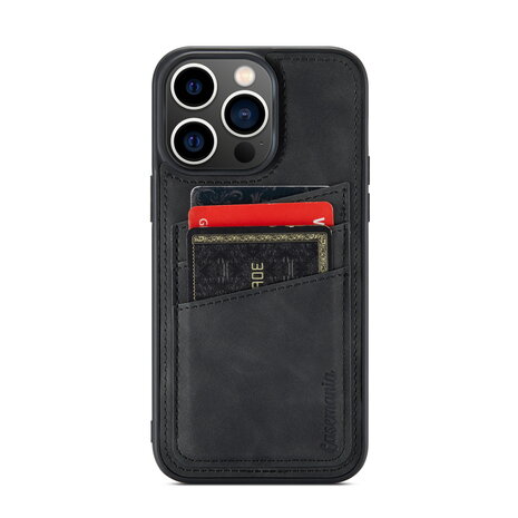 iPhone 14 Pro Max - Back Cover met Kaarthouder - Charcoal Gray