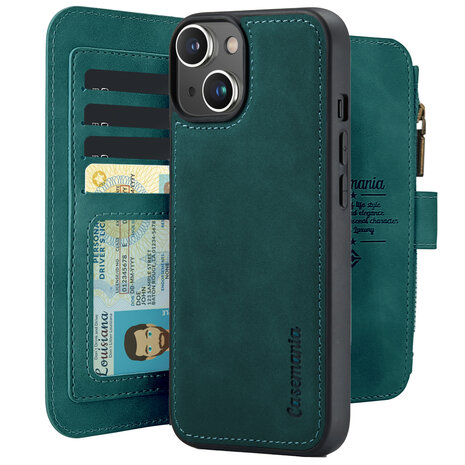 iPhone 15 Plus - Emerald Green - 2 in 1 Rits Book Case
