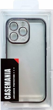 iPhone 13 Pro Max - Glitter Cam Back Cover - Zwart