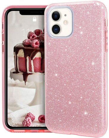 iPhone 11 - Glitter Back Cover - Roze