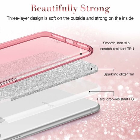 iPhone 11 - Glitter Back Cover - Roze