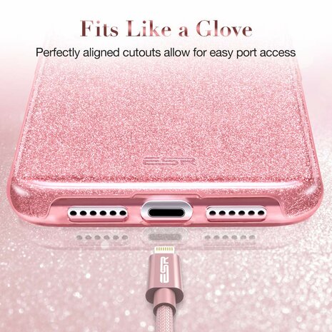 iPhone 11 - Glitter Back Cover - Roze