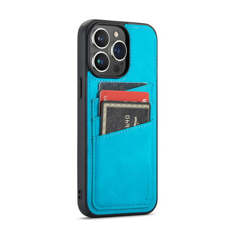 iPhone 14 Pro Max - Back Cover met Kaarthouder - Azure Blue