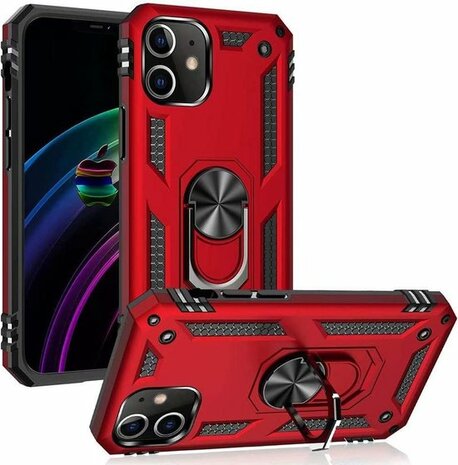 iPhone 12 Mini Rood - Armor met Kickstand Ring