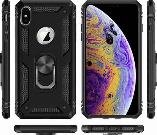 iPhone XS Max - Armor met Kickstand Ring - Zwart