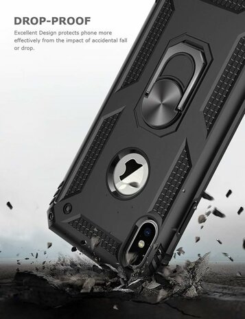 iPhone XS Max - Armor met Kickstand Ring - Zwart
