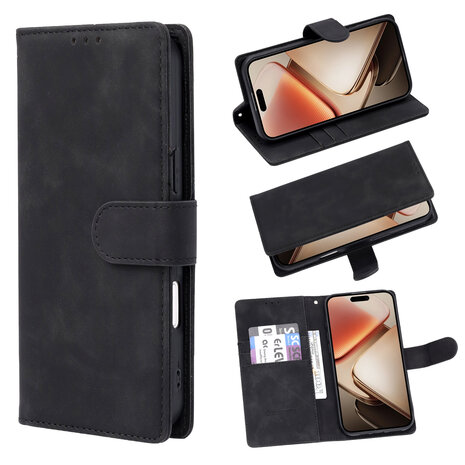 iPhone 16e - Suide Book Case - Zwart