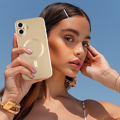 iPhone 16 - Goud - Matte Siliconen MagSafe Back Cover