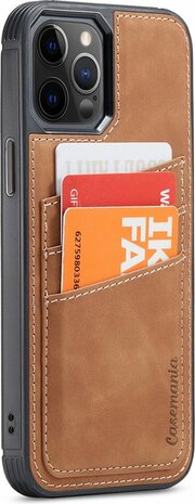 iPhone 13 Pro Max - Back Cover met Kaarthouder - Sienna Brown