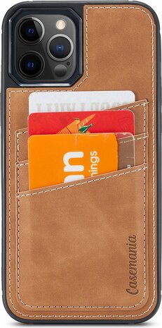 iPhone 13 Pro Max - Back Cover met Kaarthouder - Sienna Brown