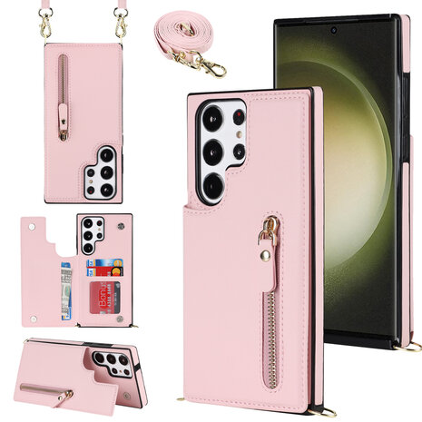 Samsung S24 Ultra Roze - Back Cover met Koord