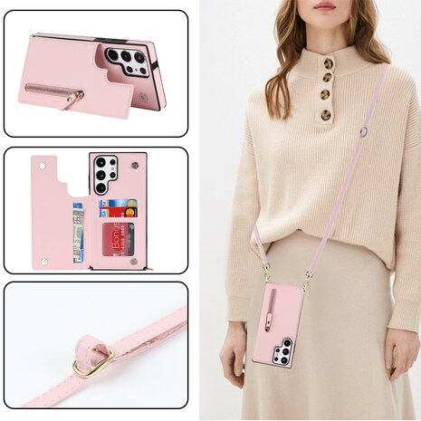 Samsung S24 Ultra Roze - Back Cover met Koord