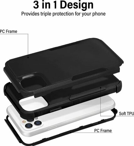 iPhone 12 Pro Max Zwart - Heavy Duty Armor