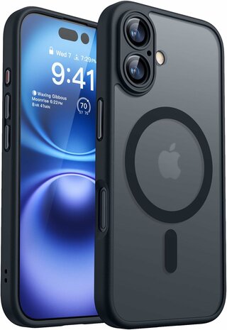 iPhone 16 - Matte MagSafe Armor Back Cover - Zwart