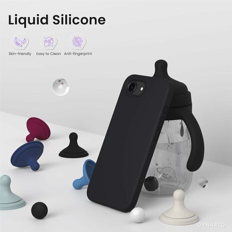 iPhone 16e - Zwart - TPU Back Cover &amp; 2x Glas