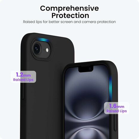 iPhone 16e - Zwart - TPU Back Cover &amp; 2x Glas