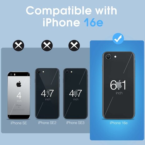 iPhone 16e - Zwart - TPU Back Cover &amp; 2x Glas