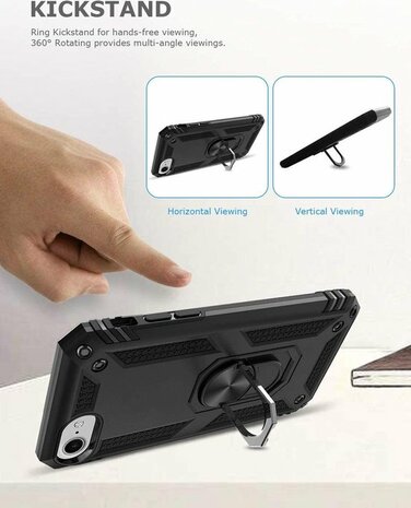 iPhone SE (2022 / 2020) - 6(s)/7/8 - Armor met Kickstand Ring - Zwart