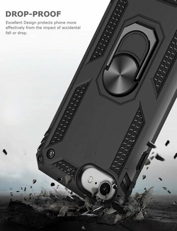 iPhone SE (2022 / 2020) - 6(s)/7/8 - Armor met Kickstand Ring - Zwart