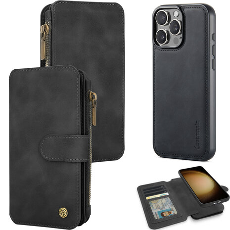 iPhone 16 Pro - Charcoal Gray - 2 in 1 Rits Book Case