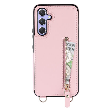 Samsung A55 - Roze - Back Cover met Koord