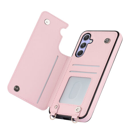 Samsung A55 - Roze - Back Cover met Koord