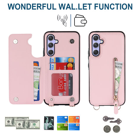 Samsung A55 - Roze - Back Cover met Koord
