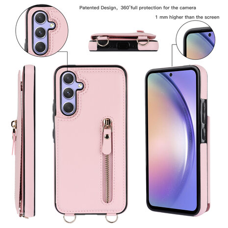 Samsung A55 - Roze - Back Cover met Koord