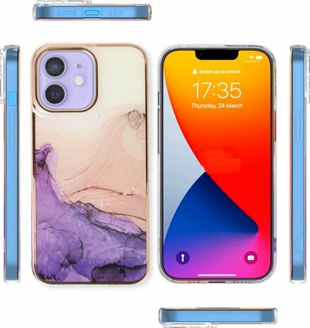 iPhone 11 - Marmer Back Cover - Paars