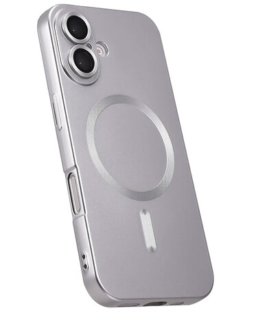 iPhone 16 - Zilver - Matte Siliconen MagSafe Back Cover