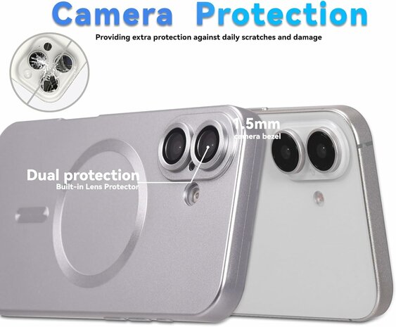 iPhone 16 - Zilver - Matte Siliconen MagSafe Back Cover