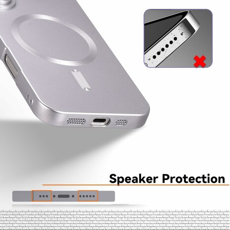 iPhone 16 - Zilver - Matte Siliconen MagSafe Back Cover