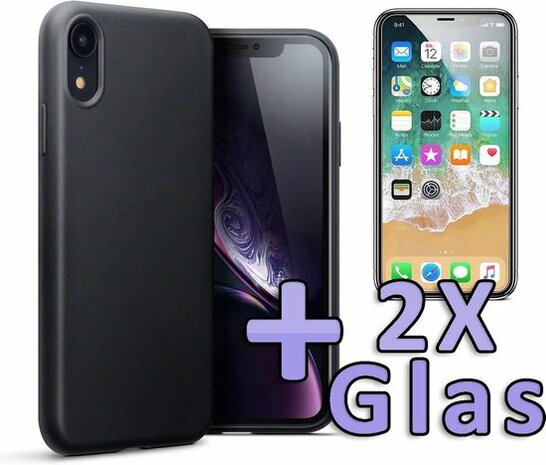 iPhone XR - Back Cover &amp; 2X Glas - Zwart