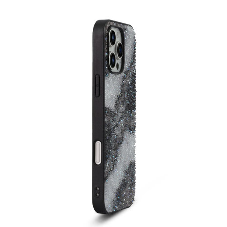iPhone 16 Pro - Diamant Marmer Glitter - Zwart