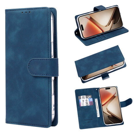 iPhone 16e - Suide Book Case - Blauw
