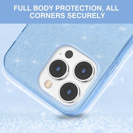 iPhone 14 Pro Max - Glitter Back Cover - Blauw