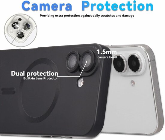 iPhone 16 - Zwart - Matte Siliconen MagSafe Back Cover