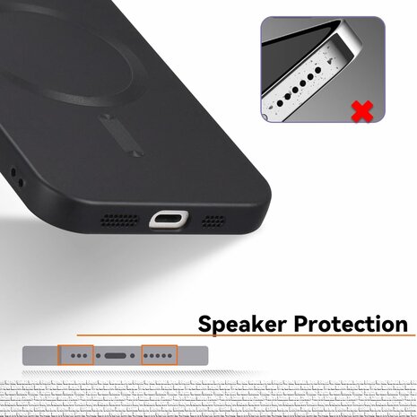 iPhone 16 - Zwart - Matte Siliconen MagSafe Back Cover