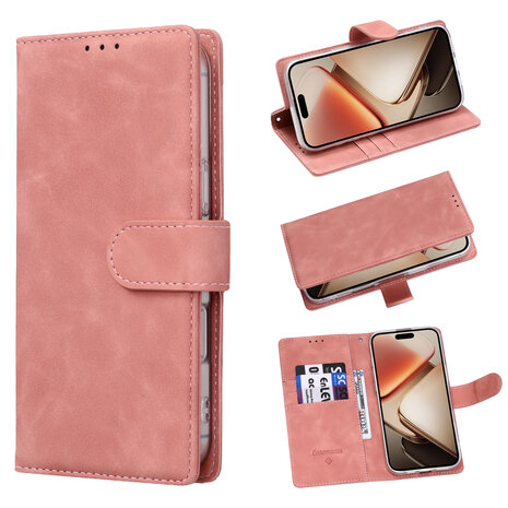 iPhone 16e - Suide Book Case - Roze
