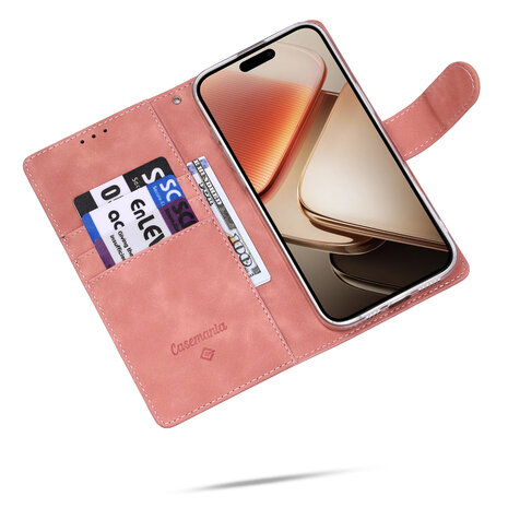 iPhone 16e - Suide Book Case - Roze