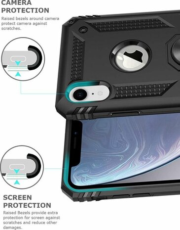iPhone XR - Armor met Kickstand Ring - Zwart