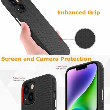 iPhone 14 Plus Zwart - Anti Slip Matte Armor